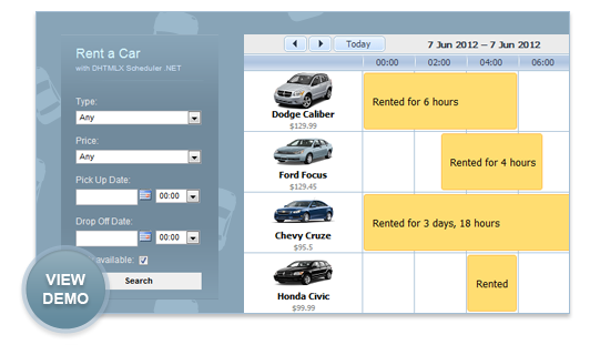 car rental calendar