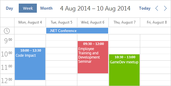calendar sample with signalr in web froms